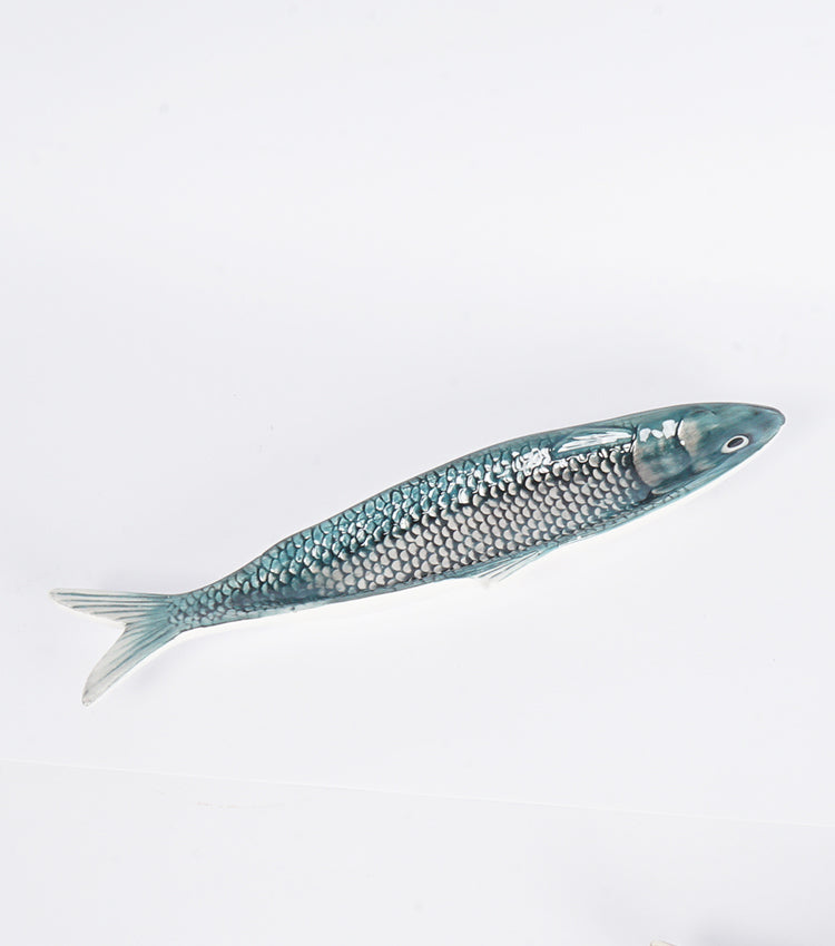 Piattino a forma di una Sardina blu in ceramica