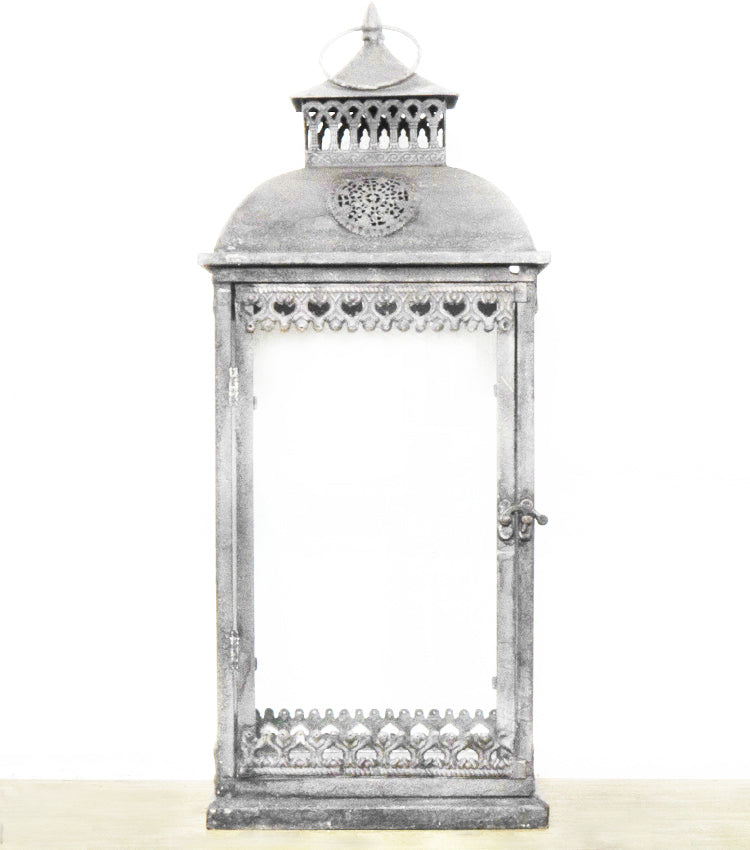 Lanterna Porta-Candele Vintage in vetro e metallo media