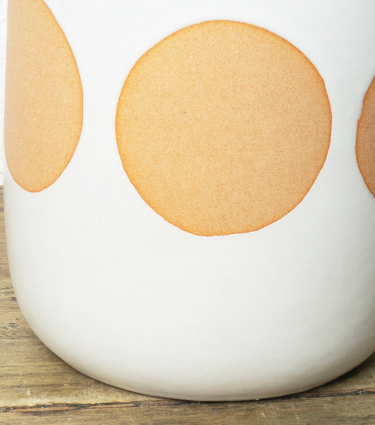 Vaso in cotto smaltato con Decorazioni grande