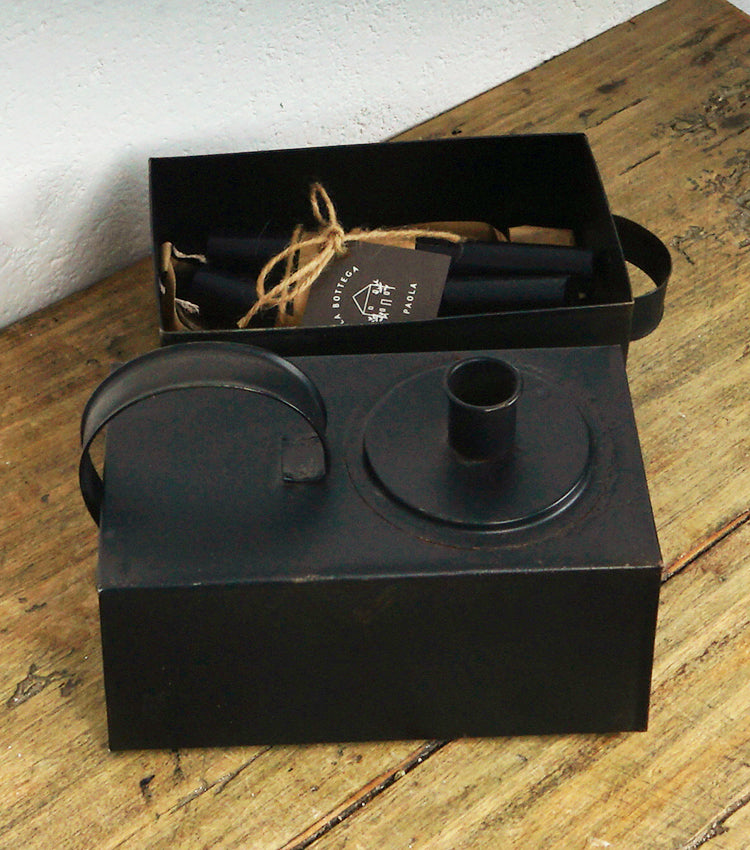 Porta-Candela con Cassetto in metallo e Candele