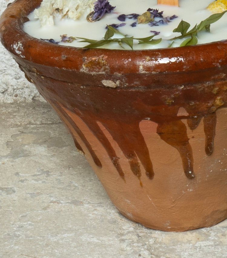 "La Candela Profumata nel Vaso" in cotto smaltato grande