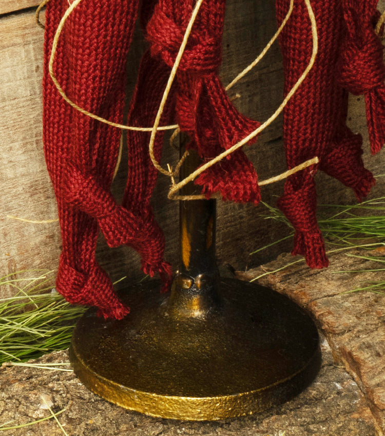 Candeliere Natalizio in ottone con una Candela, cotone e spago