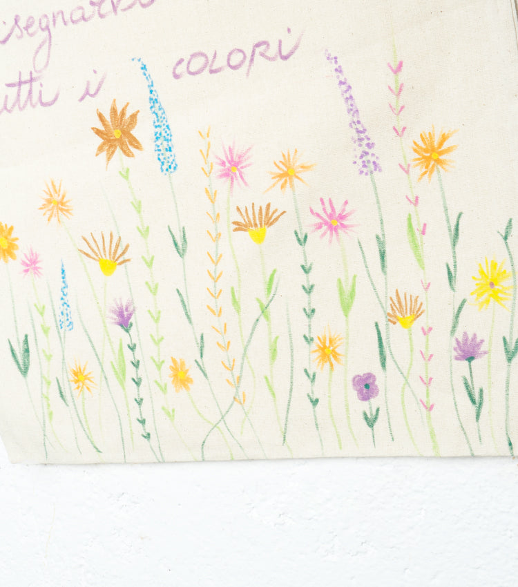 Shopper con un Aforisma e Disegni in cotone