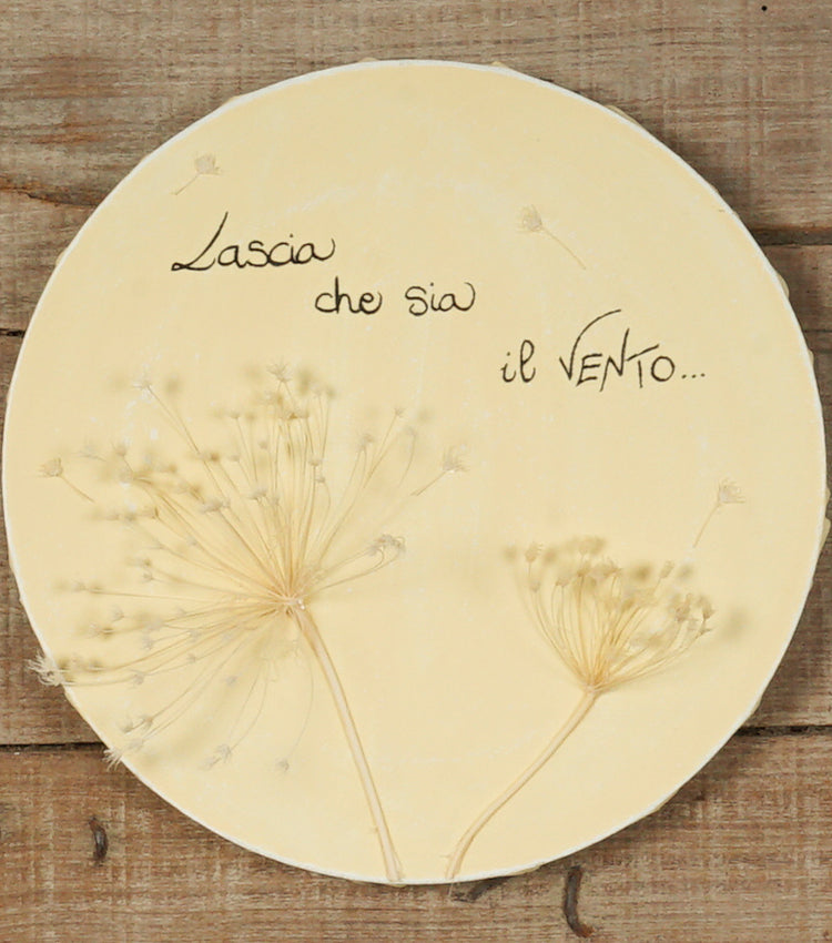 Quadretto in tela "Lascia che sia il VENTO" con fiori essiccati