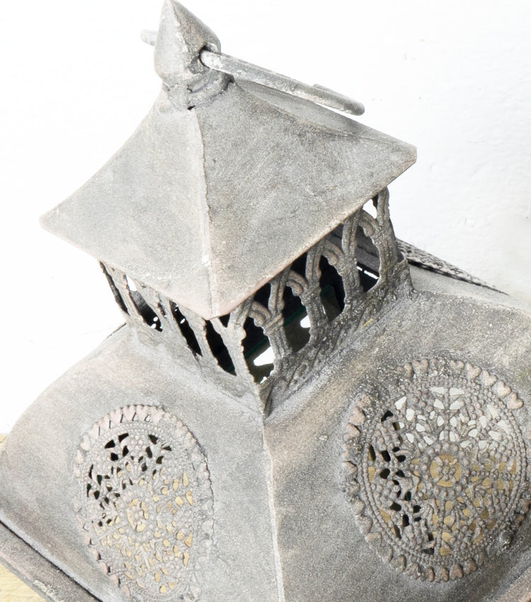 Lanterna Porta-Candele Vintage in vetro e metallo piccola
