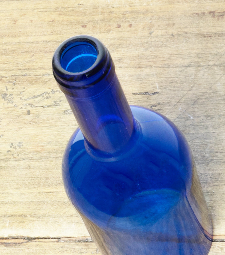 Paralume a forma di una Mezza Bottiglia in vetro blu piccolo