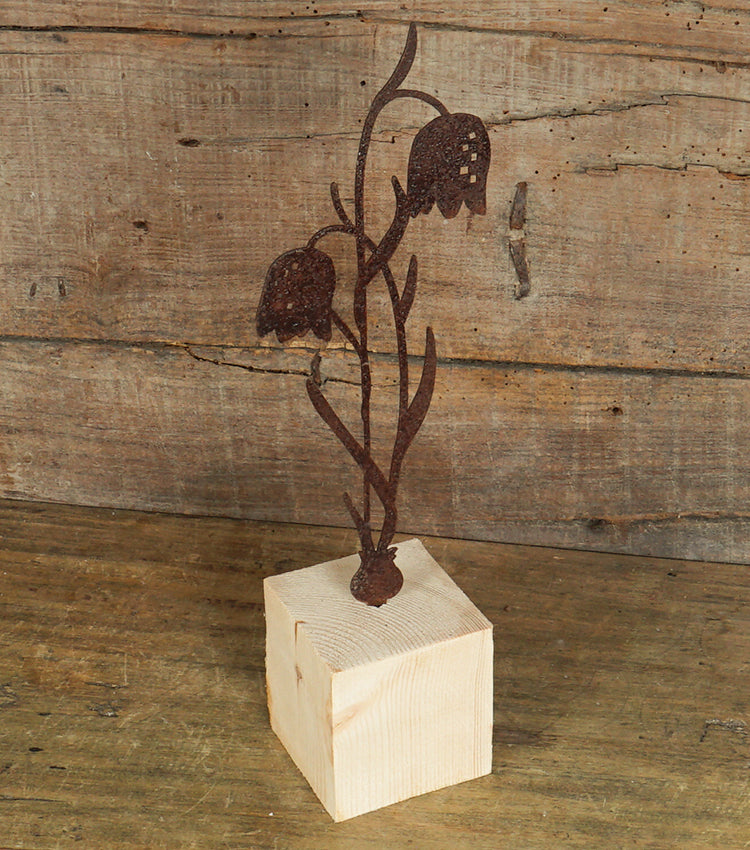 Bucaneve in corten con Nome e Base in legno