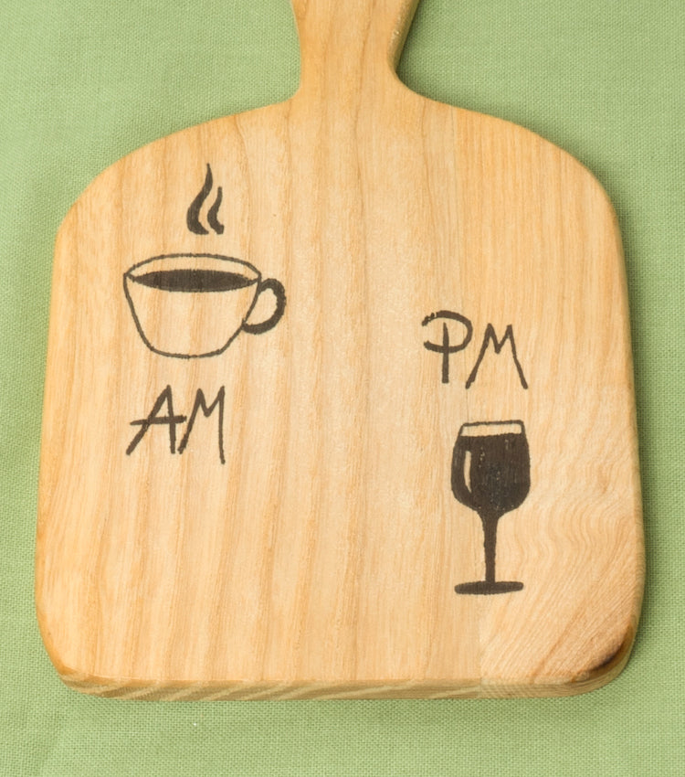 Tagliere "AM PM" con Disegni in legno e spago