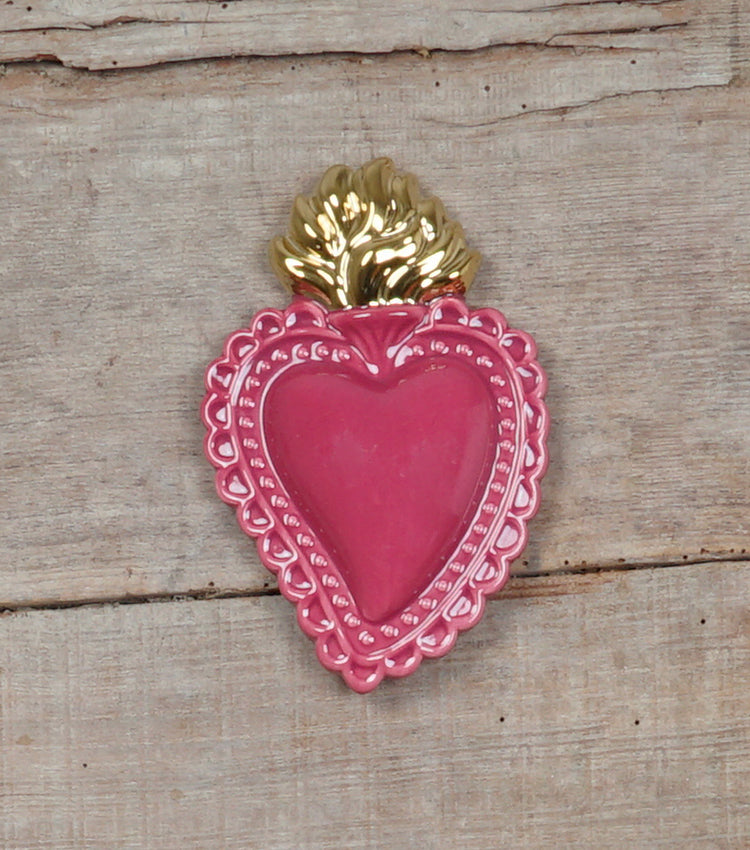 Cuore "Ex Voto" color "Amaranto" con la Fiamma Laccata in ceramica