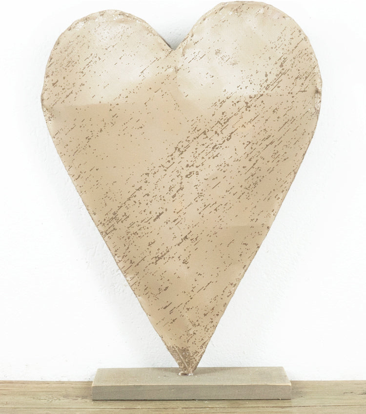 Cuore porta-candele in rete metallica e legno