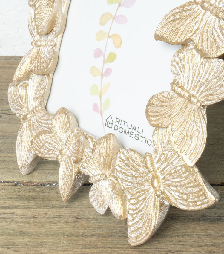 Cornice porta-foto con Farfalle in resina e vetro