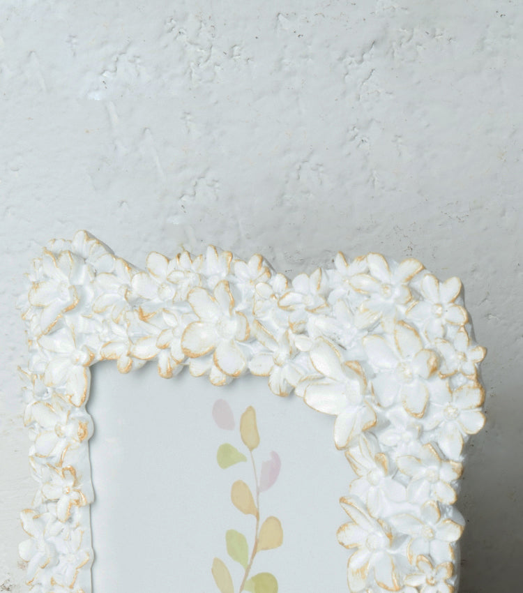 Cornice porta-foto con Fiorellini in resina e vetro