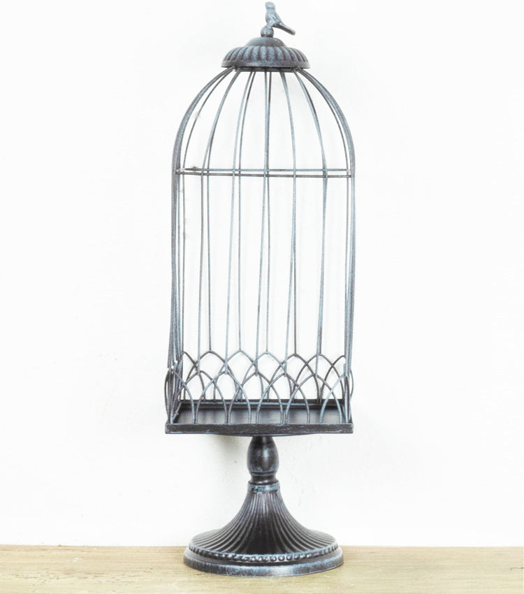 Gabbietta porta-candele con uccellino in metallo