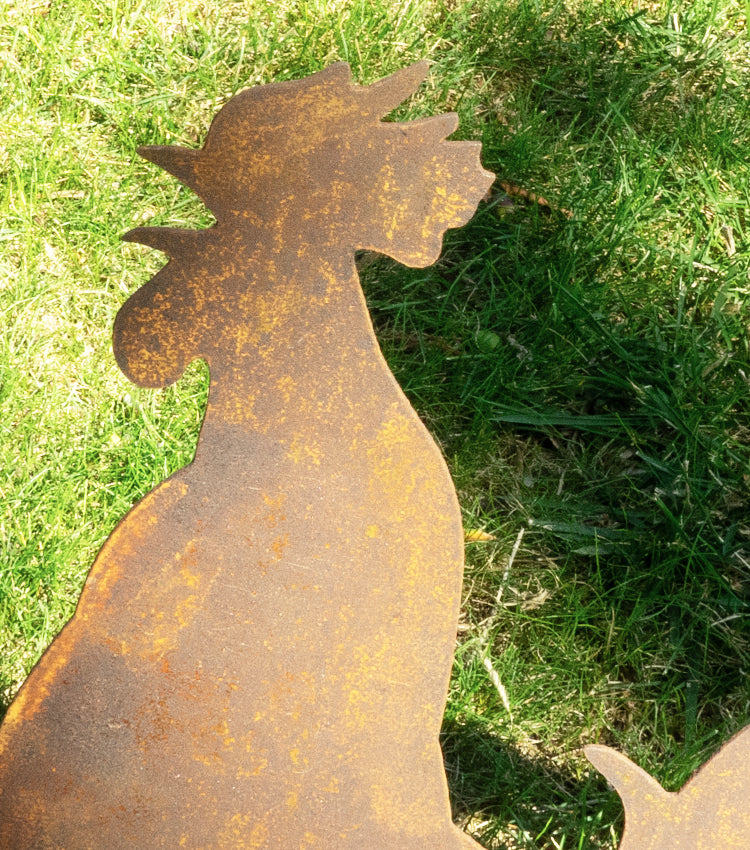 Gallo che canta in corten piccolo