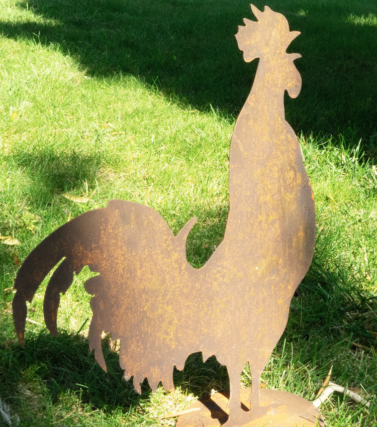 Gallo che canta in corten piccolo