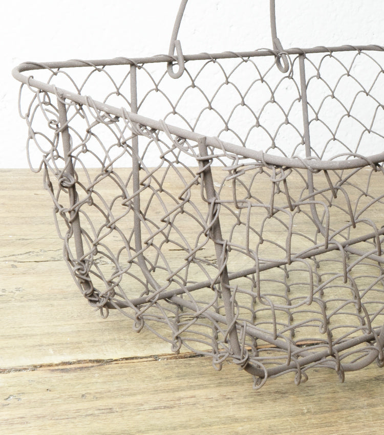 Cestino Rettangolare in rete metallica e legno medio