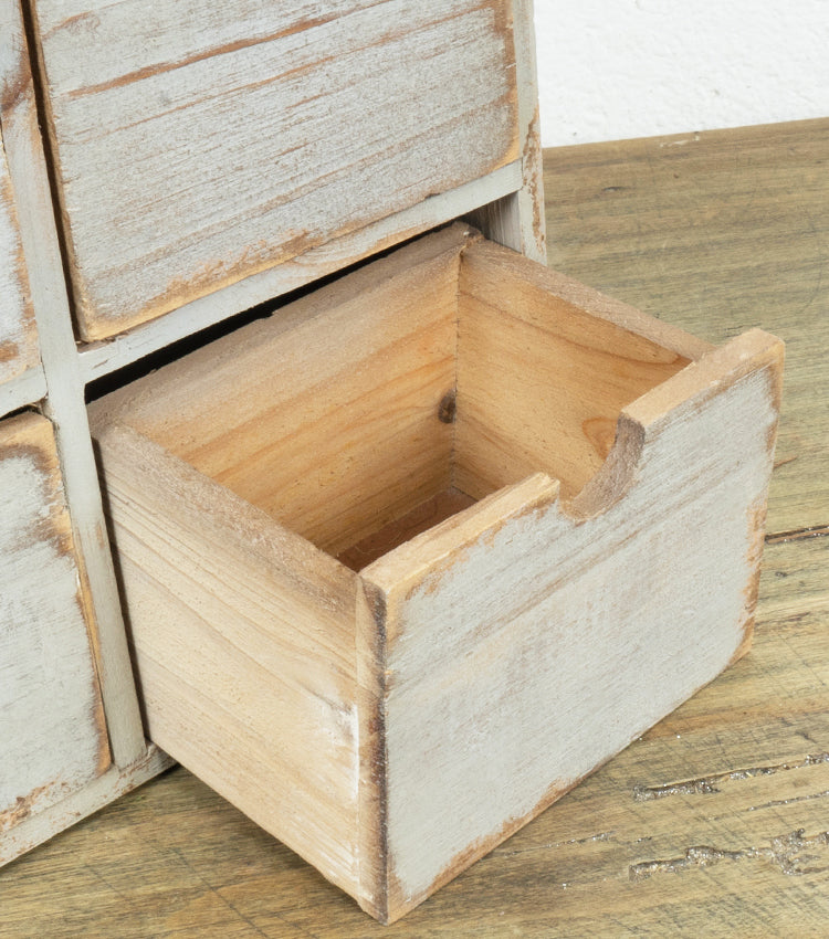 Porta-oggetti con cassetti in legno