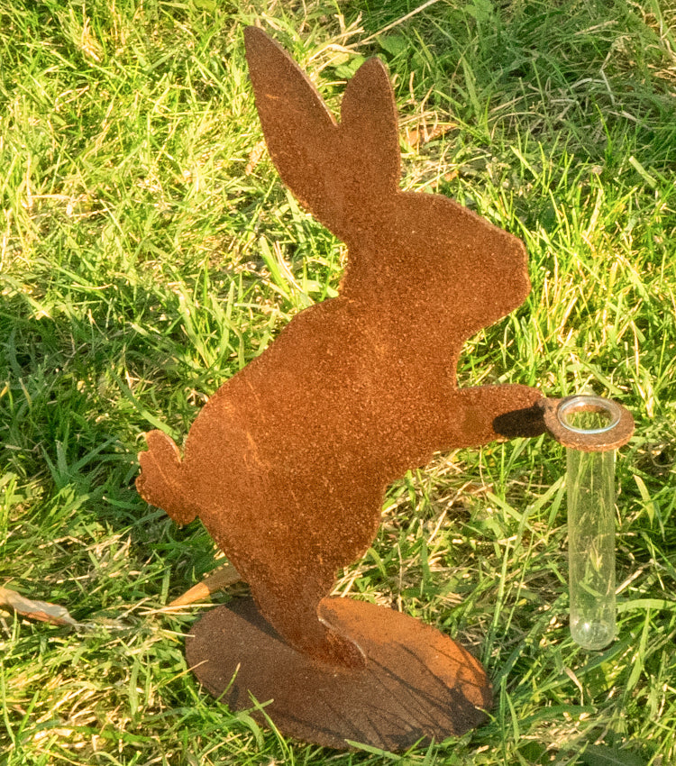 "Coniglietto Porta-Fiori/Essenze" in corten piccolo