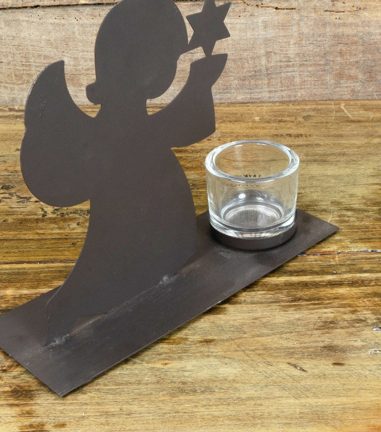 Porta-Candela con Angioletto e Stella in metallo