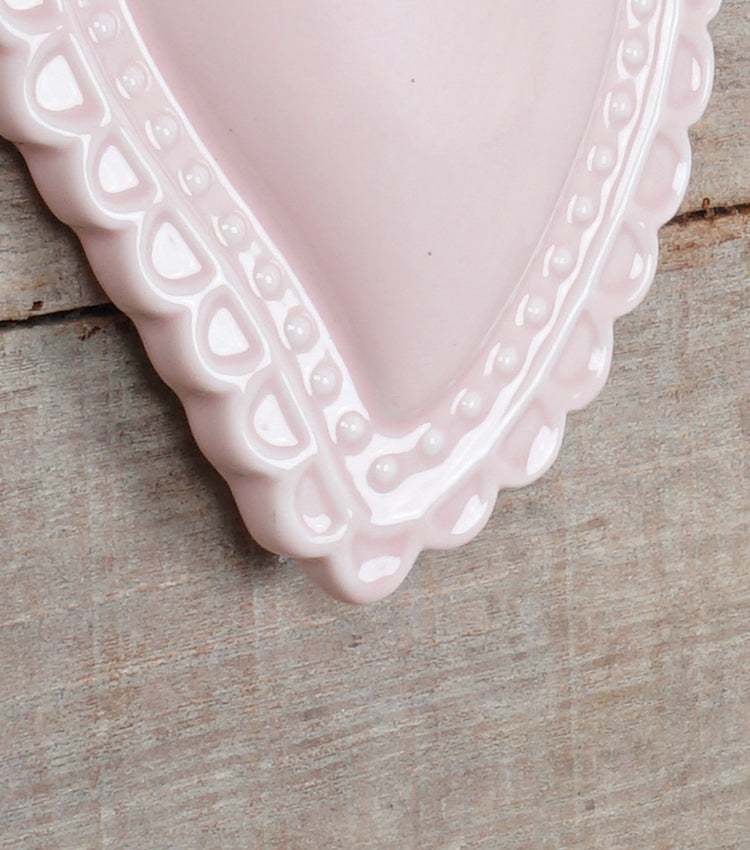 Cuore "Ex Voto" color "Cipria" con la Fiamma Laccata in ceramica