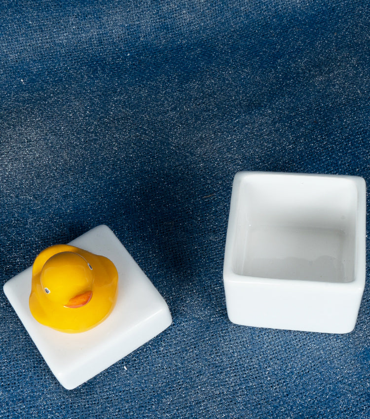 Scatolina con una paperella in ceramica