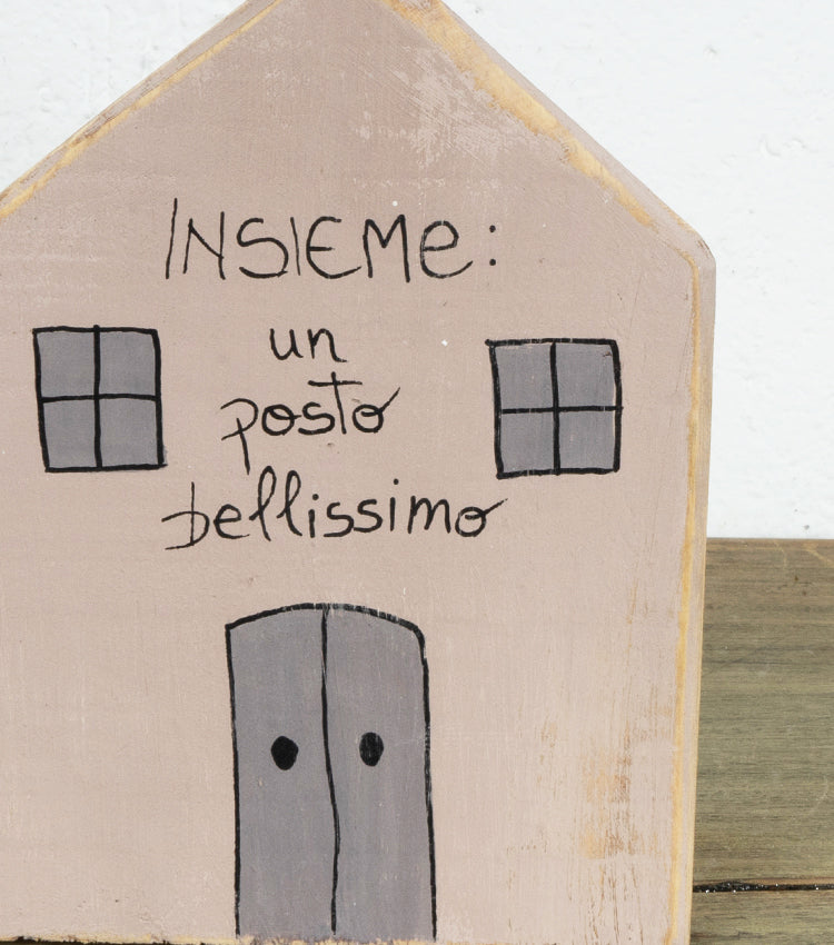Casetta ferma-libri "INSIEME: un posto bellissimo" in legno