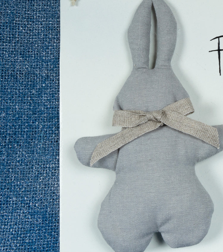 Targhetta "Presto che è tardi!" con coniglietto in metallo