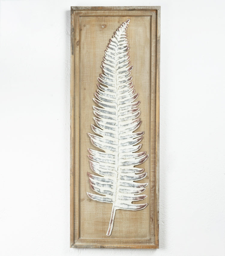 Quadro con felce in legno e metallo