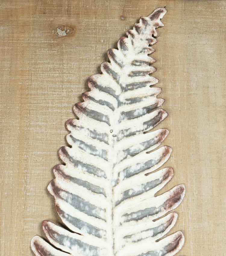 Quadro con felce in legno e metallo