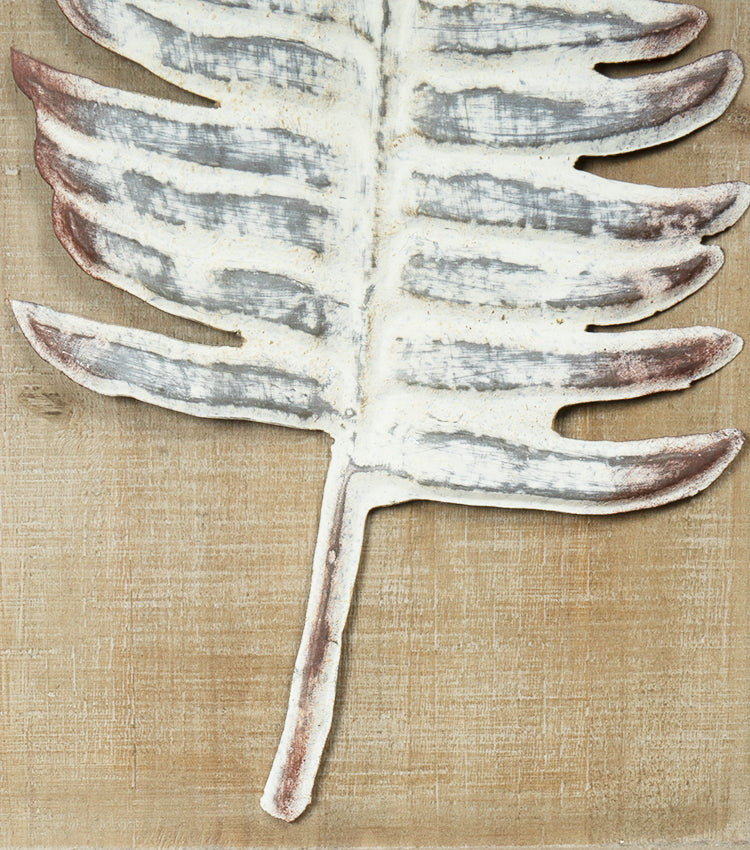Quadro con felce in legno e metallo