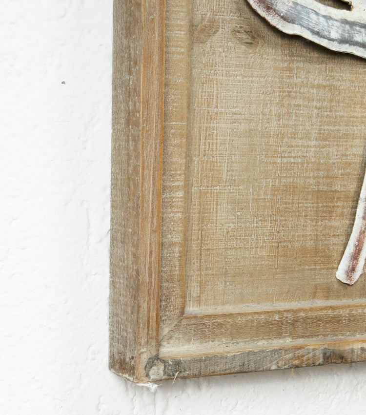 Quadro con felce in legno e metallo