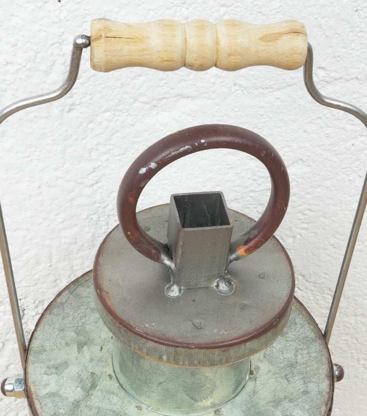 Lanternina porta-candela piccola in vetro e latta