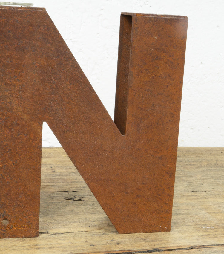 "Lettera N Porta-Fiori/Essenze" in corten grande
