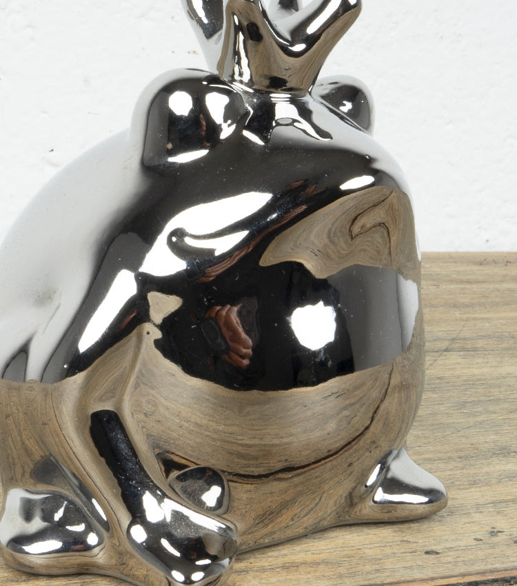 Rana salvadanaio in metallo argento