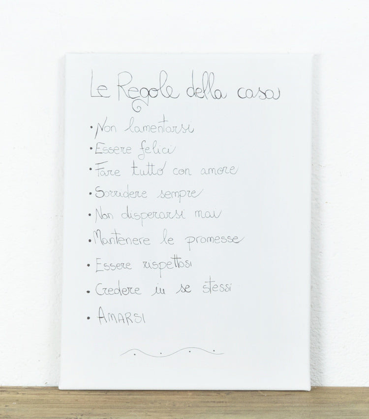 Quadro in tela con "Le Regole della casa"