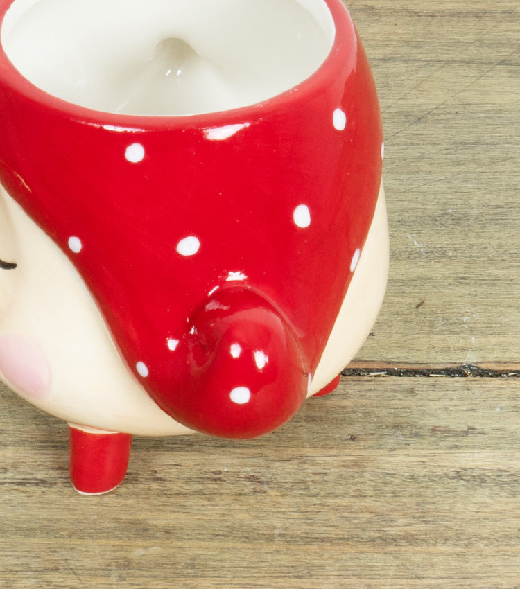 Vasetto con volto di una donna con occhiali in ceramica e metallo