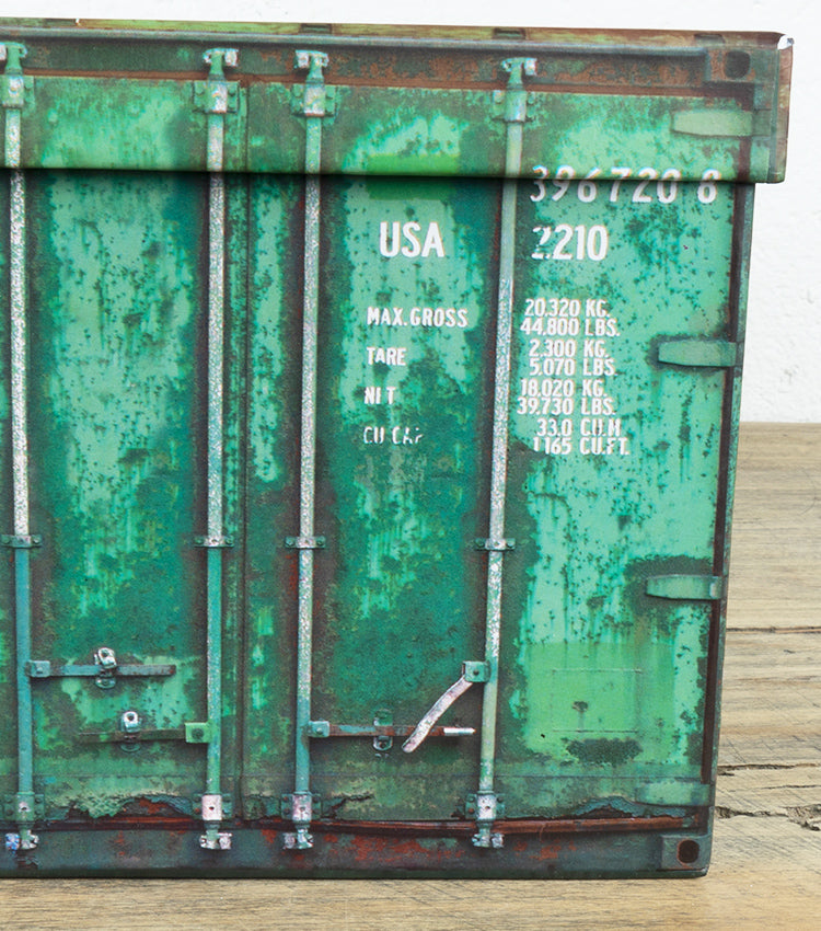 Scatola "container" verde piccola in cartone