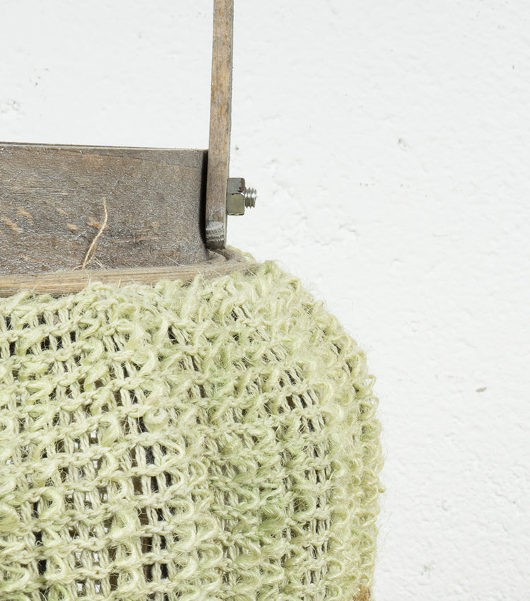 Lanternina porta-candela verde in legno e cotone