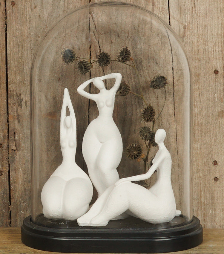 "Le Donne in Posizioni nella Boule" in vetro e legno