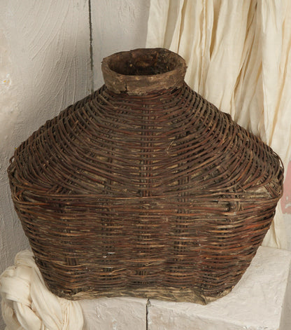 Damigiana Vintage in vimini grande