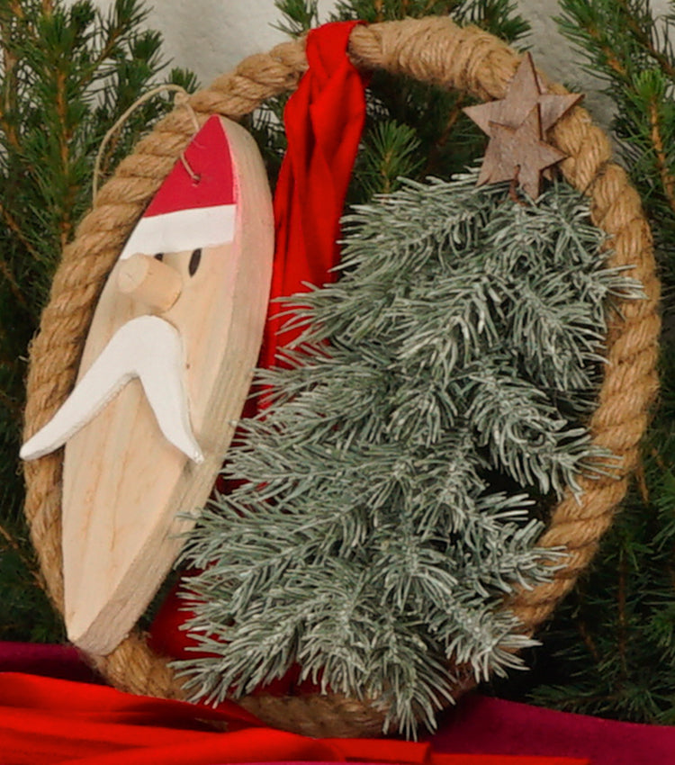 Ghirlanda Natalizia in metallo con Babbo Natale ed Abete