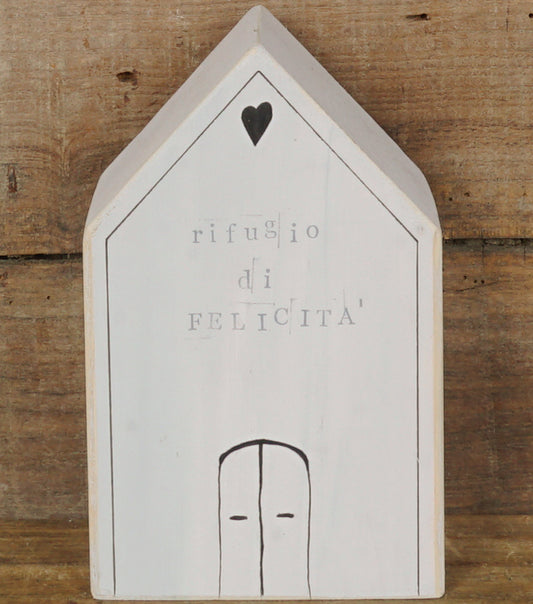 Casetta in legno "rifugio di FELICITA'" con Disegni