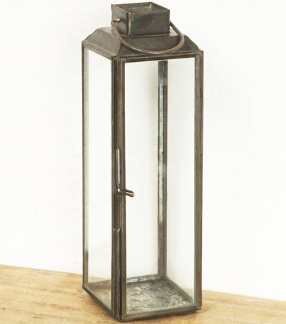 Lanternina Porta-Candela in metallo e vetro