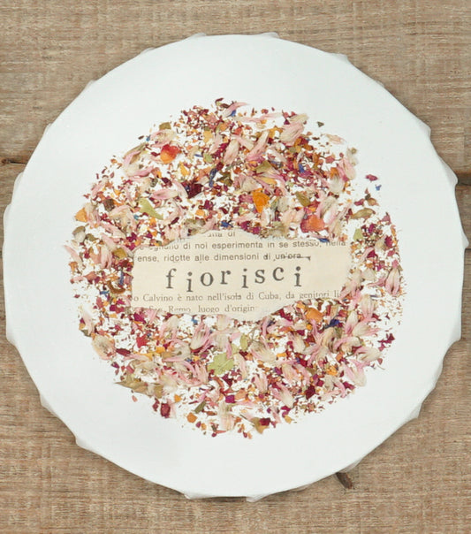 Quadretto in tela "fiorisci" con fiori essiccati