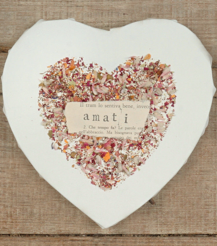 Quadretto in tela "amati" con fiori essiccati