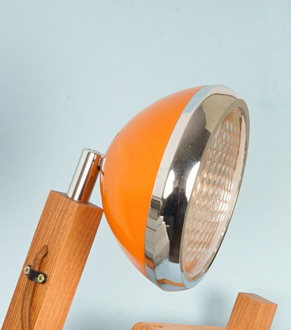 Lampada "Mr. Wattson" Arancione in legno e metallo grande