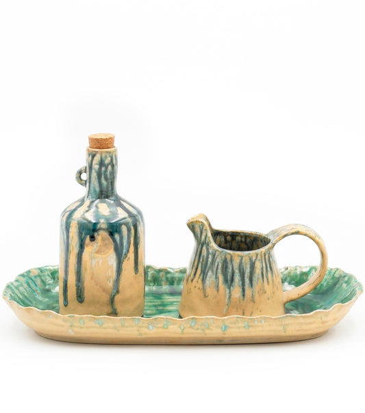 Set Vintage con Oliera, Brocca e Vassoio