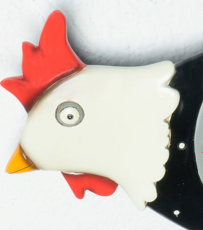 Orologio a forma di una Gallina con il Dondolo in ceramica e metallo