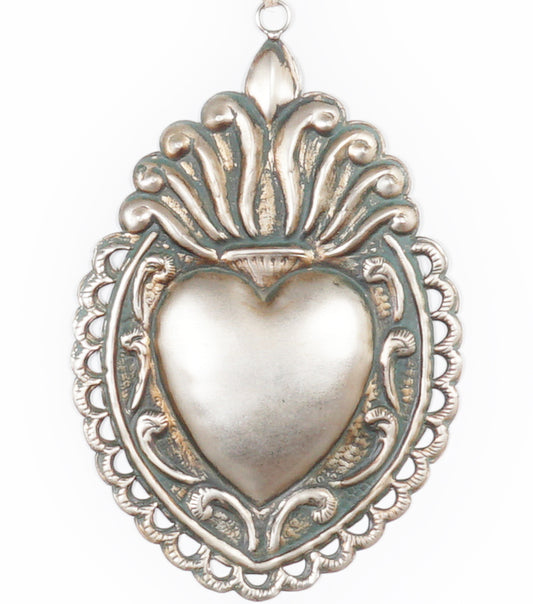 "Cuore Ex Voto con la Cornice color Argento" in metallo