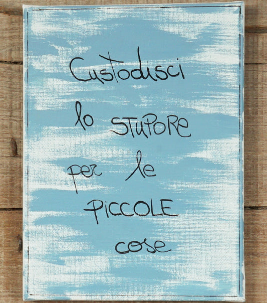 Quadretto in tela "Custodisci lo STUPORE per le PICCOLE cose"